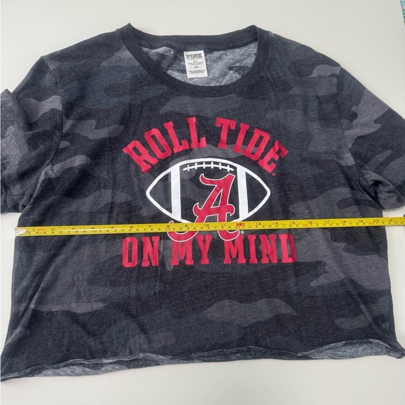 PINK Victoria's Secret Camo Gray Alabama Toll Tide Short Sleeve Cropped Tee Sz M - Picture 7 of 9